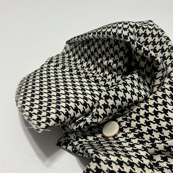 Talbots black and white button up dress, shoulder pads - Picture 7 of 8